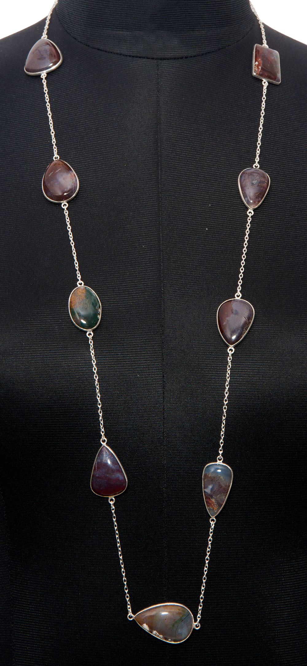 Moss Agate gemstone  chain made in .925 sterling silver overlay metal