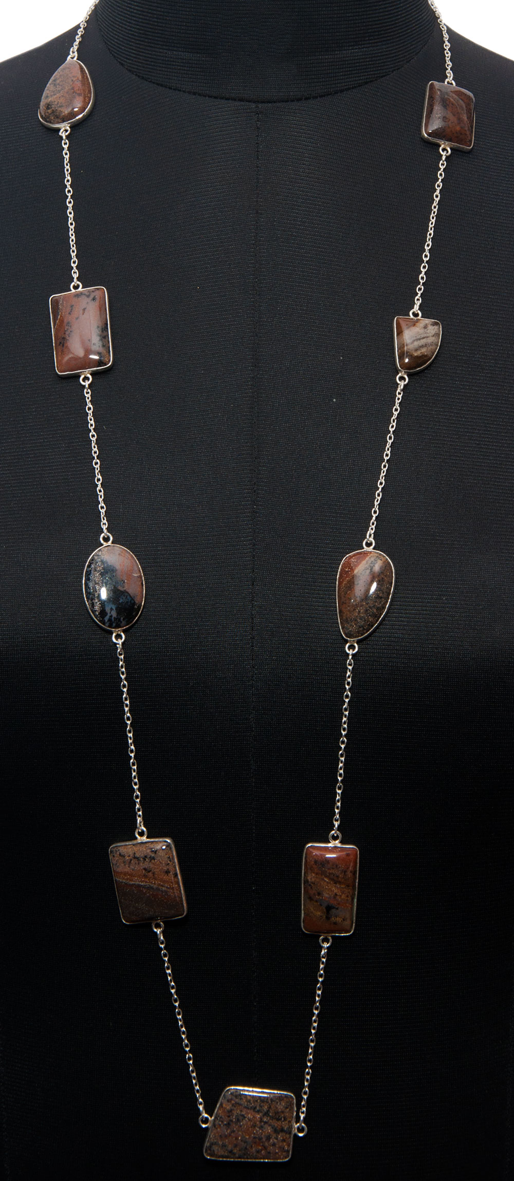Iron Tiger Eye gemstone  chain made in .925 sterling silver overlay metal