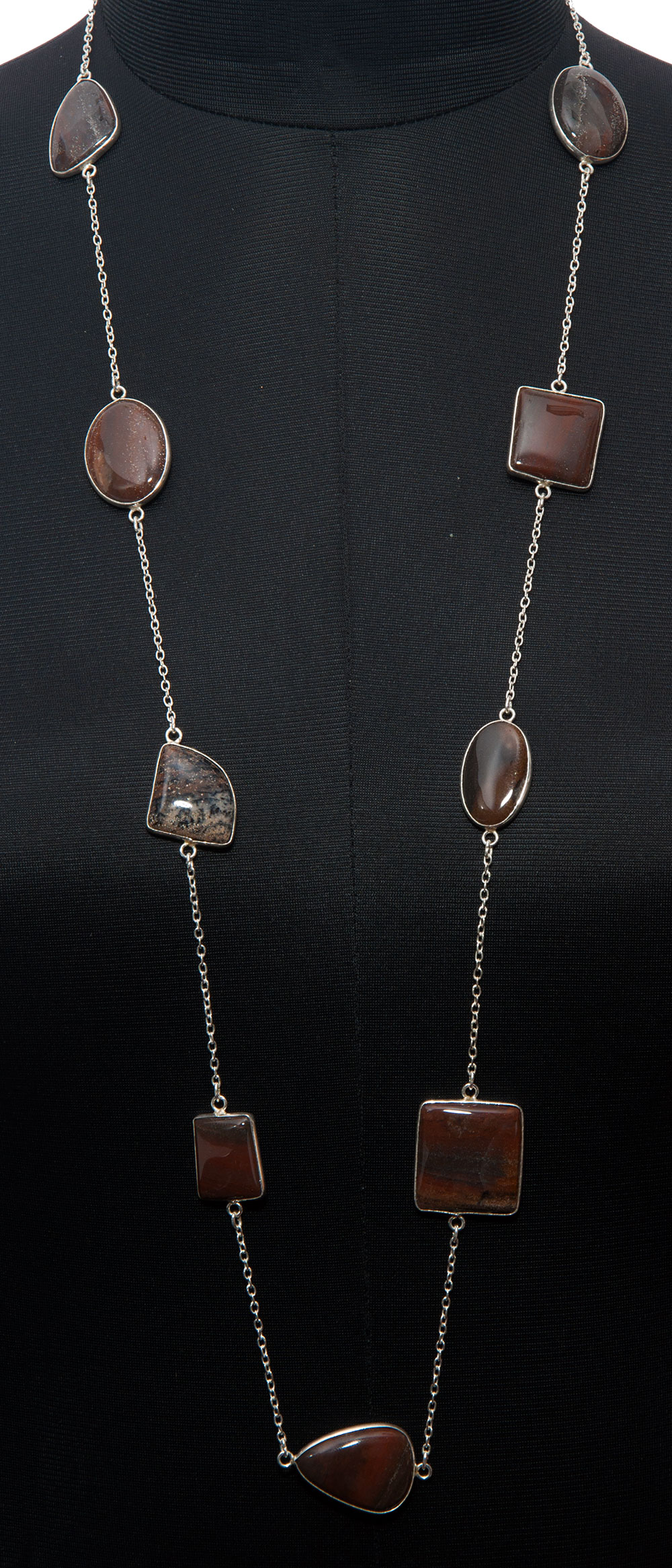 Iron Tiger Eye gemstone  chain made in .925 sterling silver overlay metal