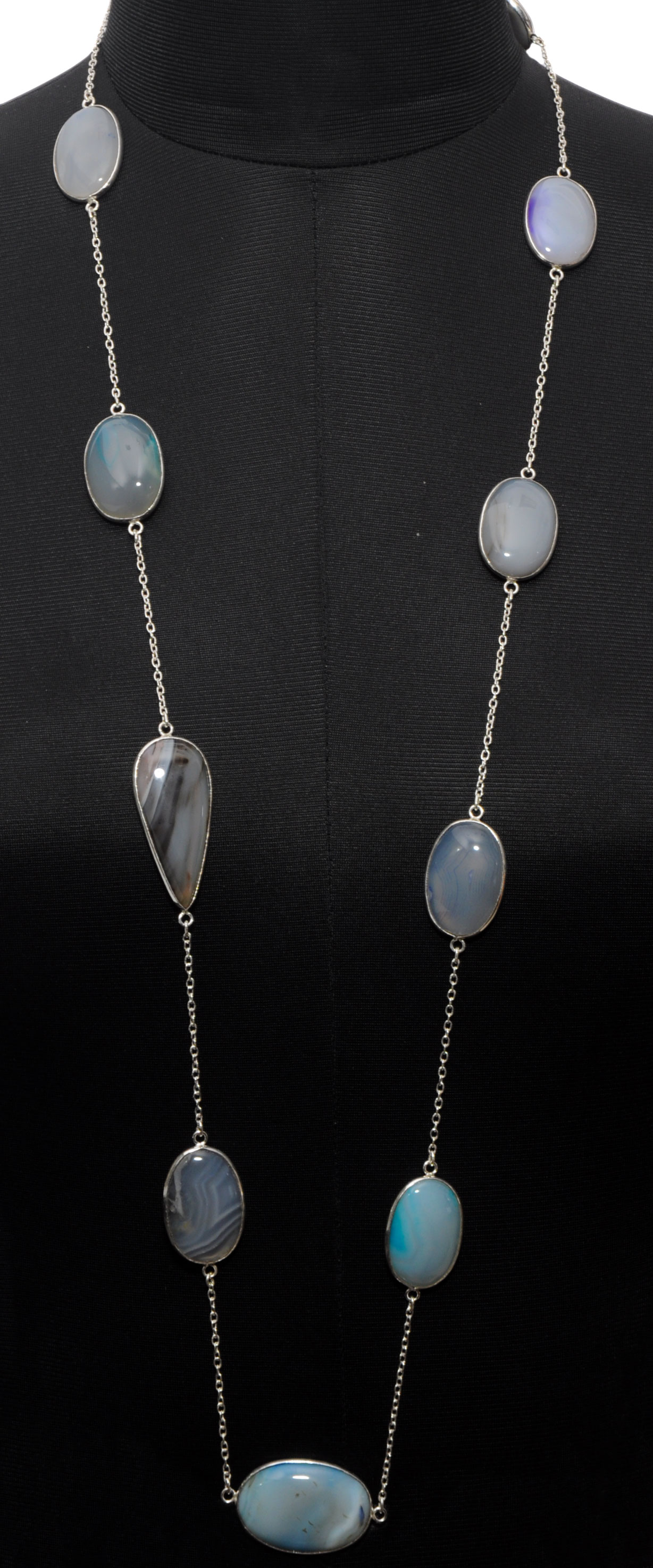 Banded Agate gemstone  chain made in .925 sterling silver overlay metal
