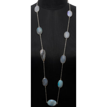 Banded Agate gemstone  chain made in .925 sterling silver overlay metal