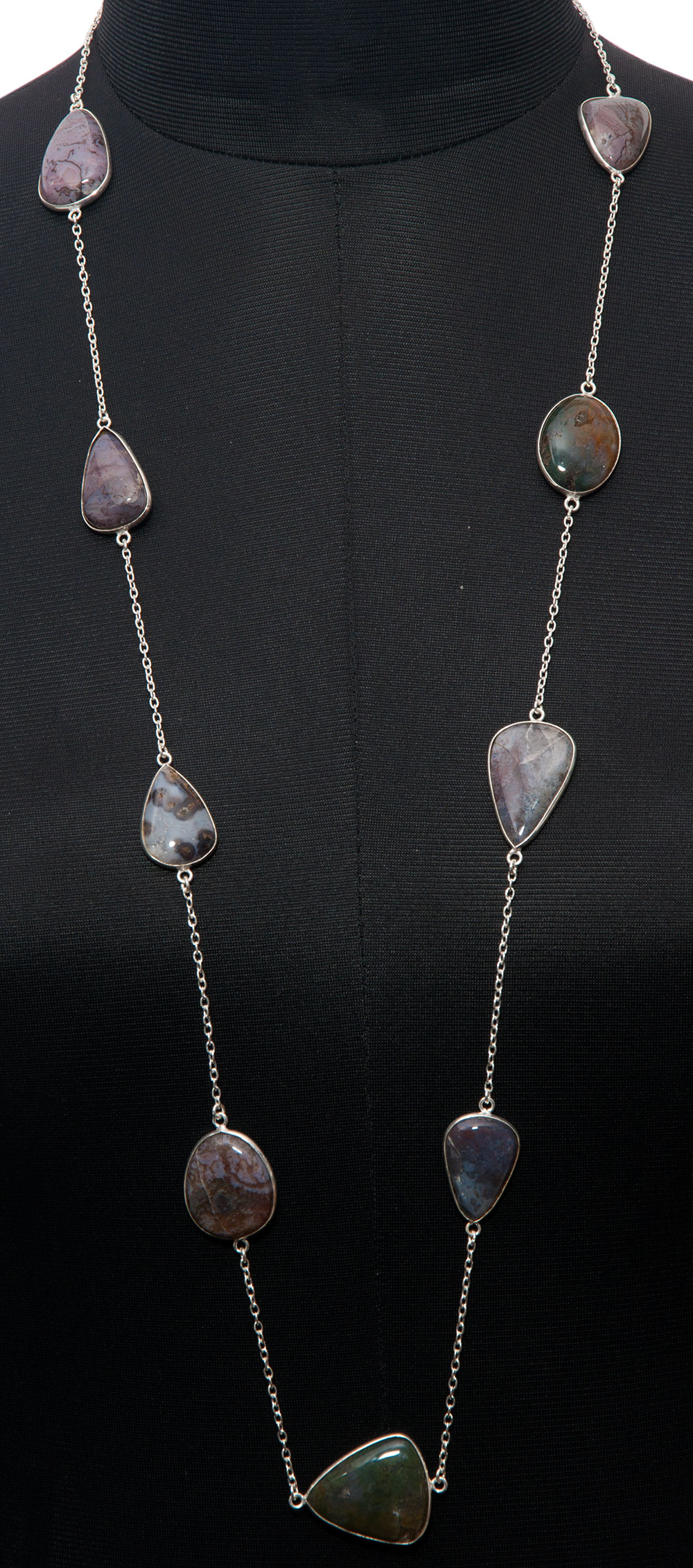 Moss Agate gemstone  chain made in .925 sterling silver overlay metal
