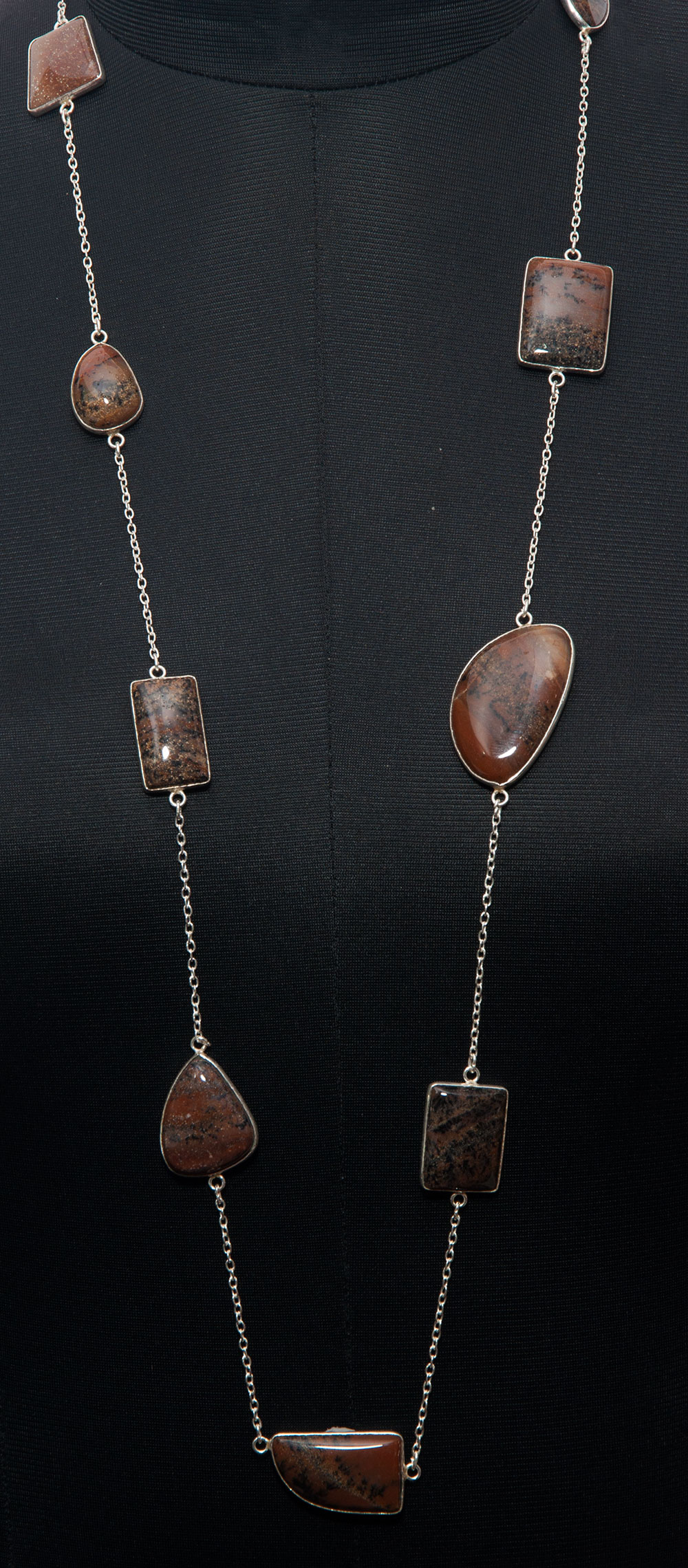 Iron Tiger Eye gemstone  chain made in .925 sterling silver overlay metal