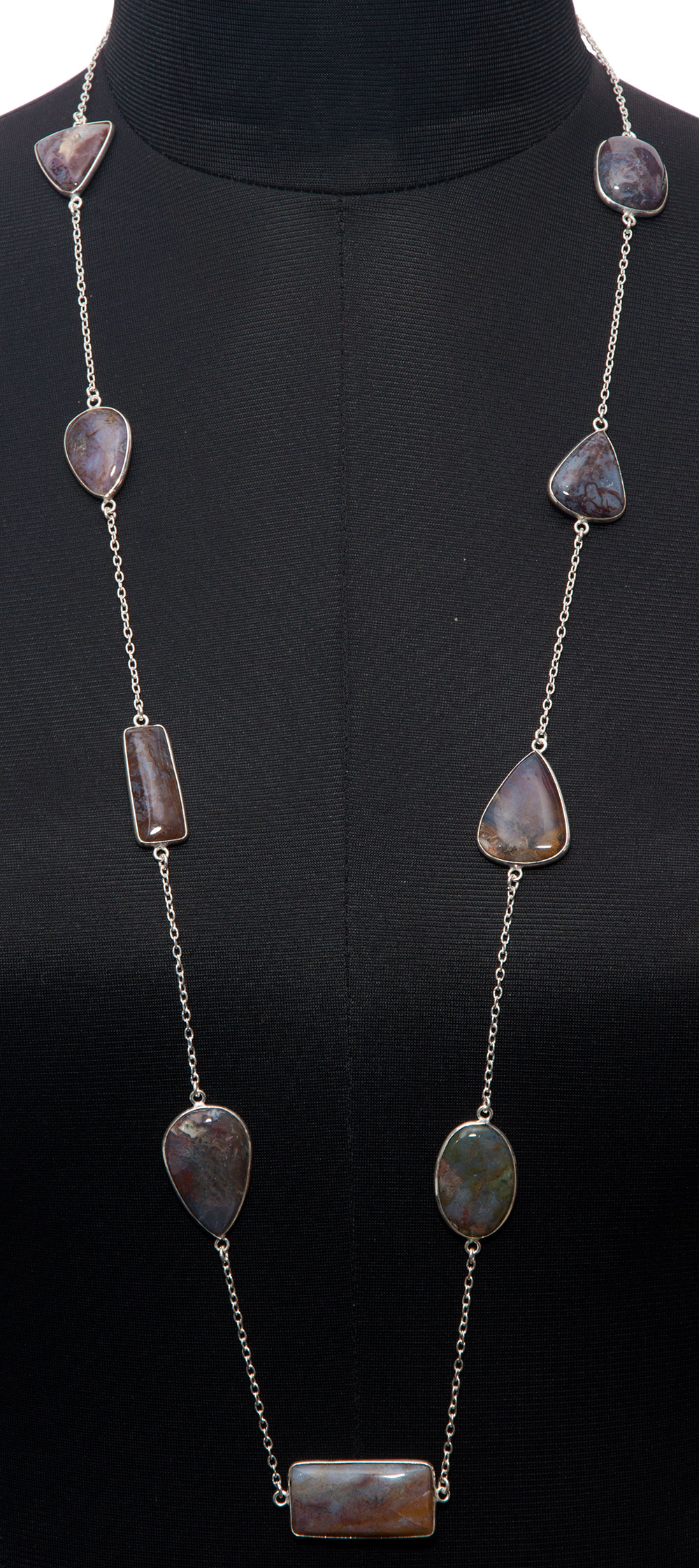 Moss Agate gemstone  chain made in .925 sterling silver overlay metal