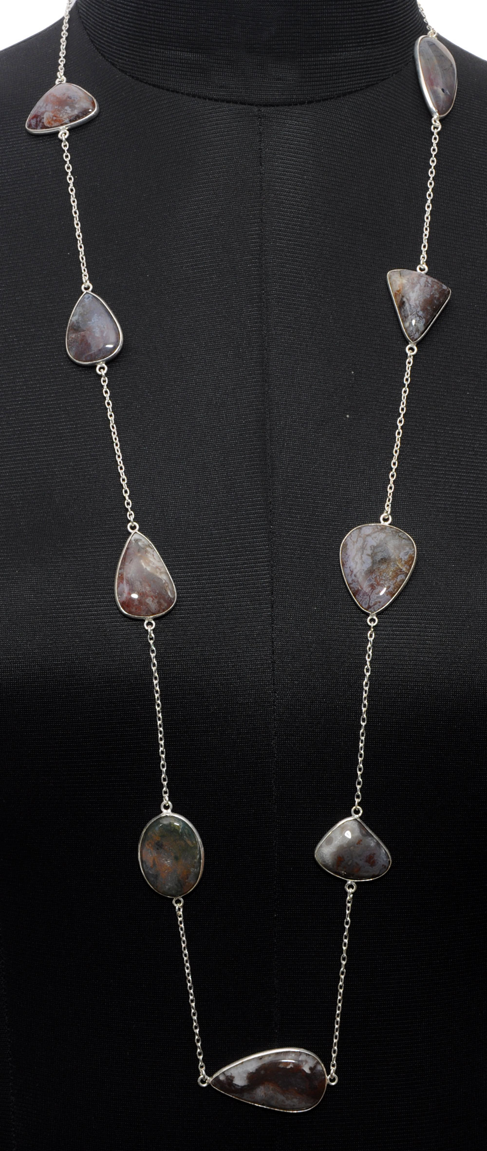 Moss Agate gemstone  chain made in .925 sterling silver overlay metal