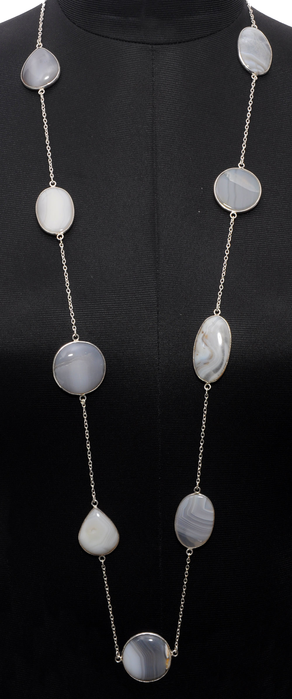 Banded Agate gemstone  chain made in .925 sterling silver overlay metal