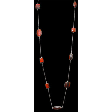 Iron Tiger Eye gemstone  chain made in .925 sterling silver overlay metal