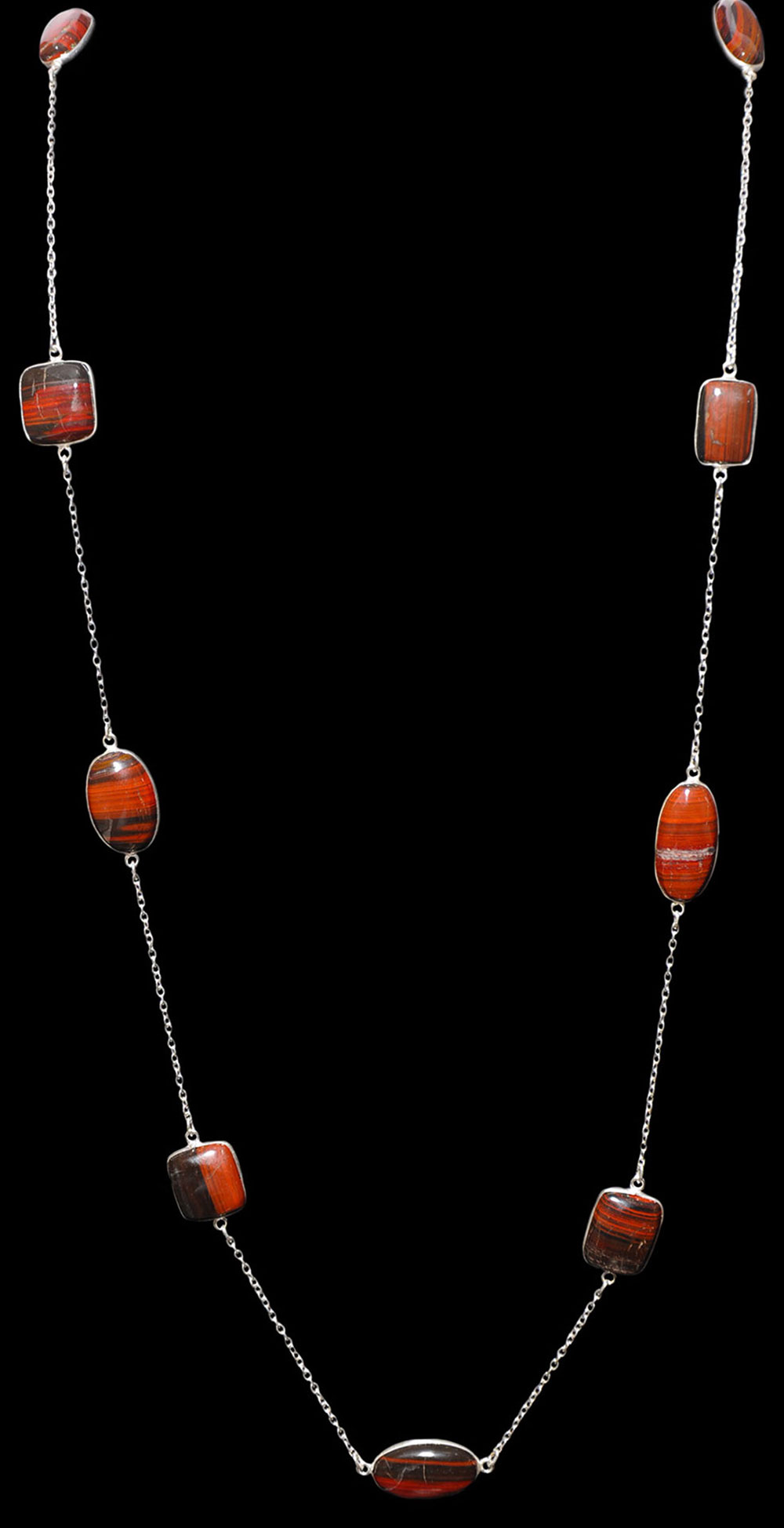 Iron Tiger Eye gemstone  chain made in .925 sterling silver overlay metal