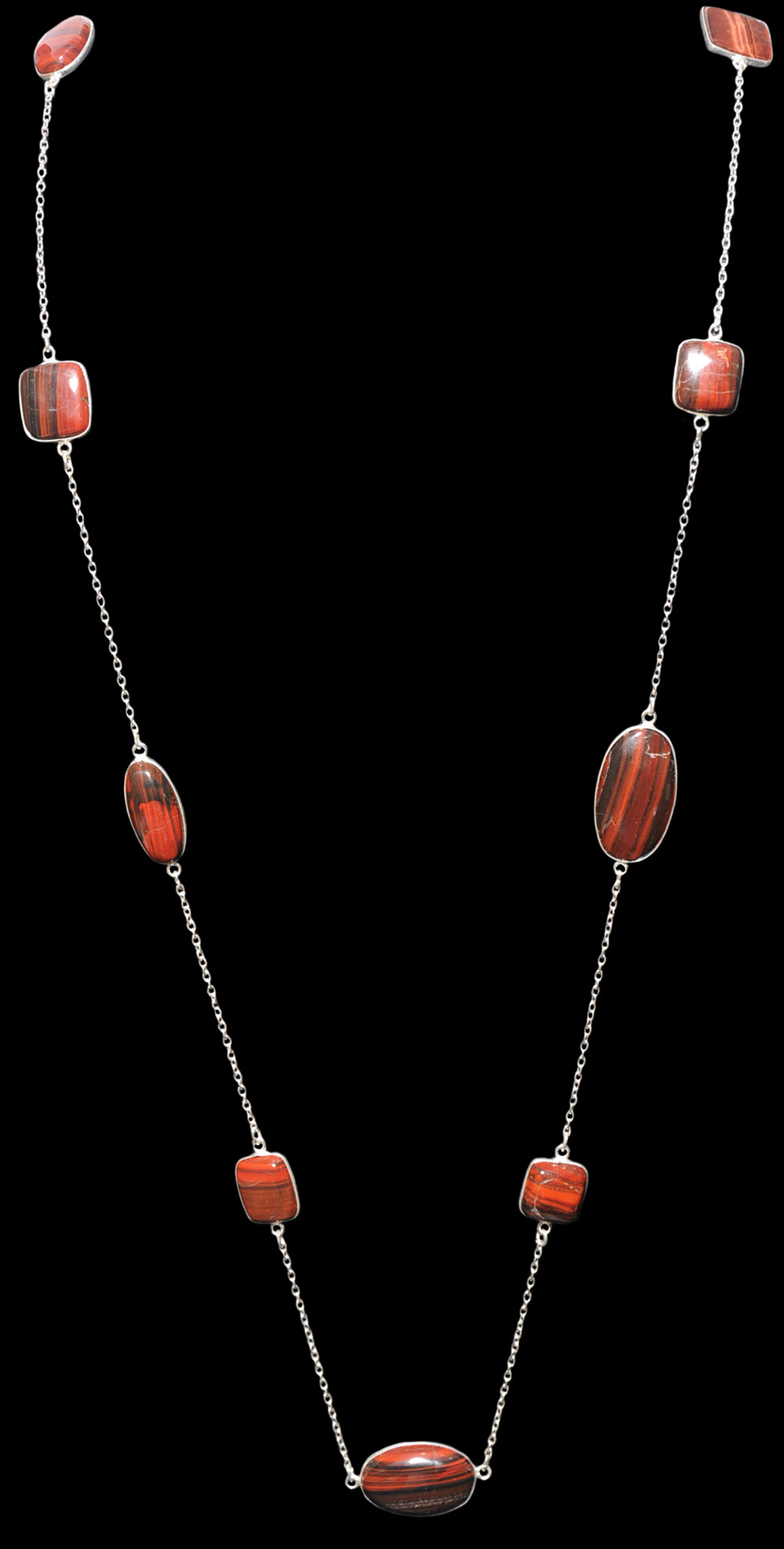 Iron Tiger Eye gemstone  chain made in .925 sterling silver overlay metal