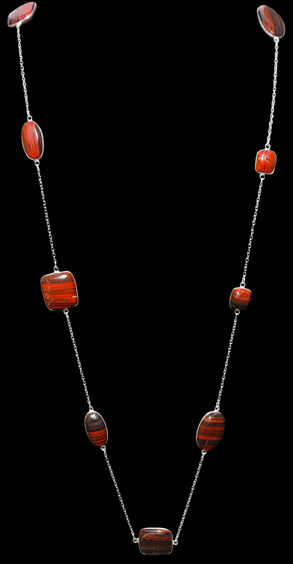 Iron Tiger Eye gemstone  chain made in .925 sterling silver overlay metal