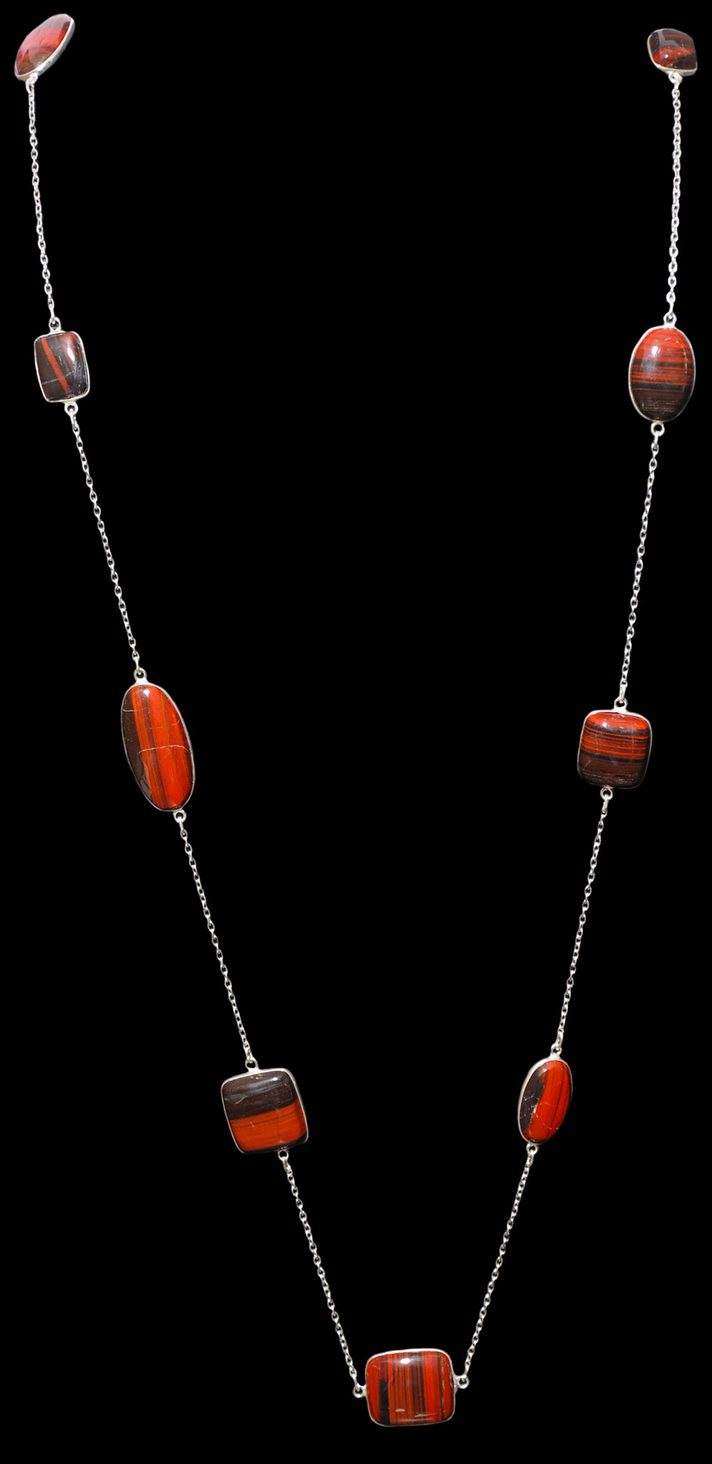 Iron Tiger Eye gemstone  chain made in .925 sterling silver overlay metal