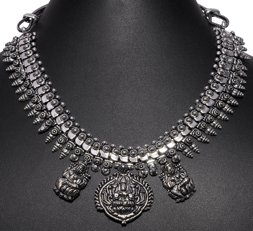 Gehna handmade Stylish Oxidized necklace In .925 Silver Overlay
