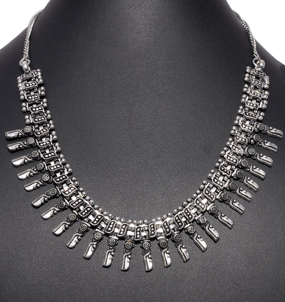 Gehna Handmade Tribal Necklace In .925 Silver Overlay
