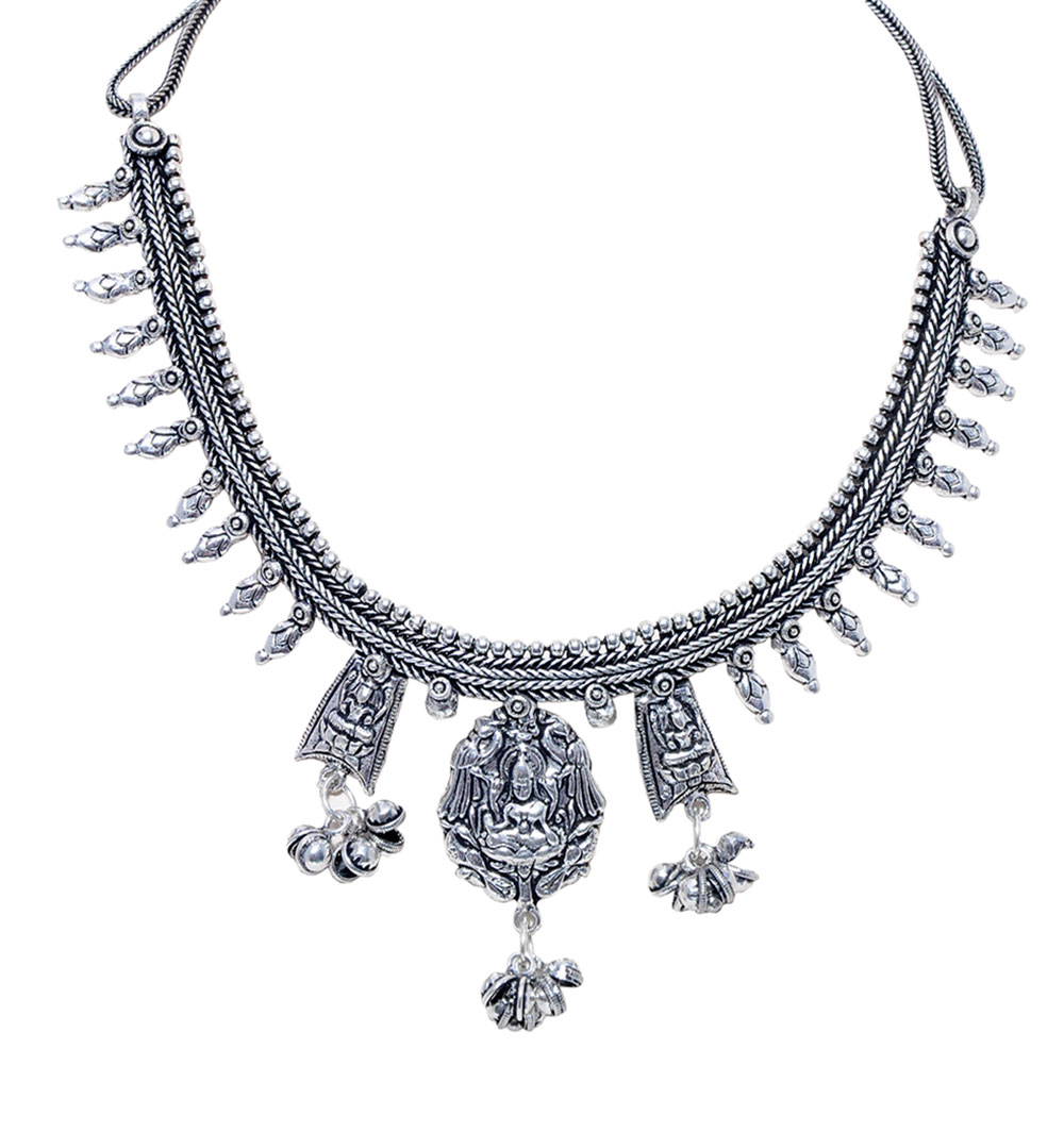 Gehna handmade Indian temple jewelry In .925 Silver Overlay