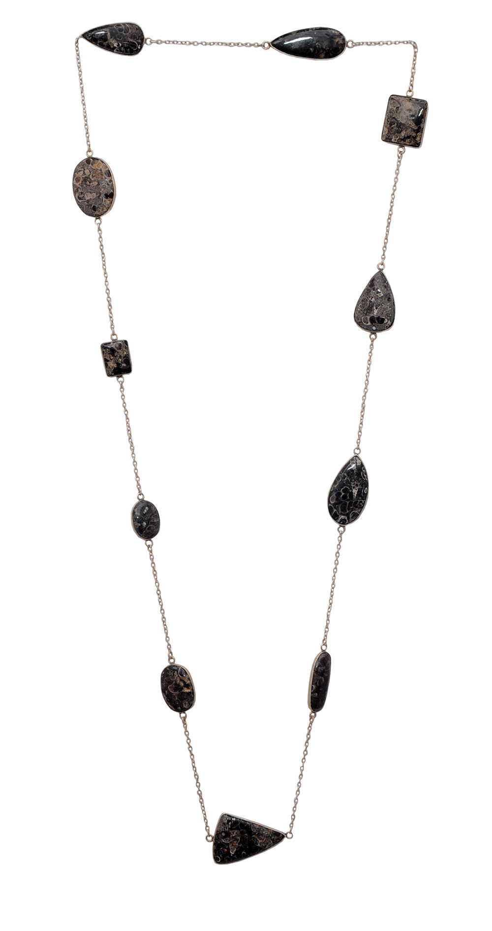 Turritella Jasper gemstone Chain in .925 sterling silver overlay