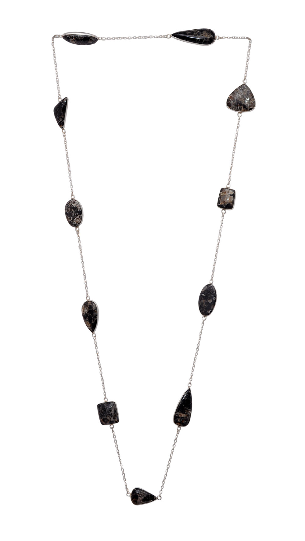 Turritella Jasper gemstone Chain in .925 sterling silver overlay