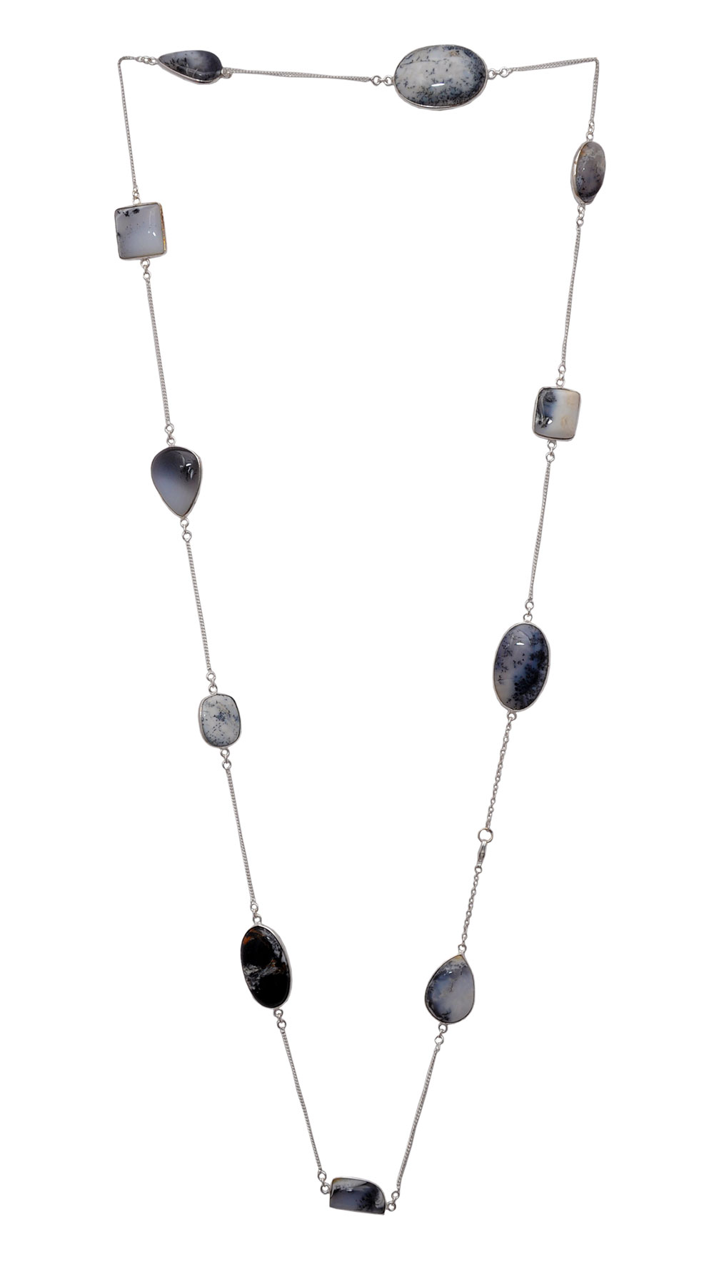 Dendritic Agate gemstone Chain In .925 Sterling Silver Overlay