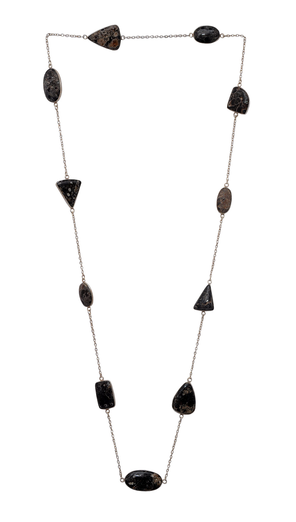 Turritella Jasper gemstone Chain in .925 sterling silver overlay