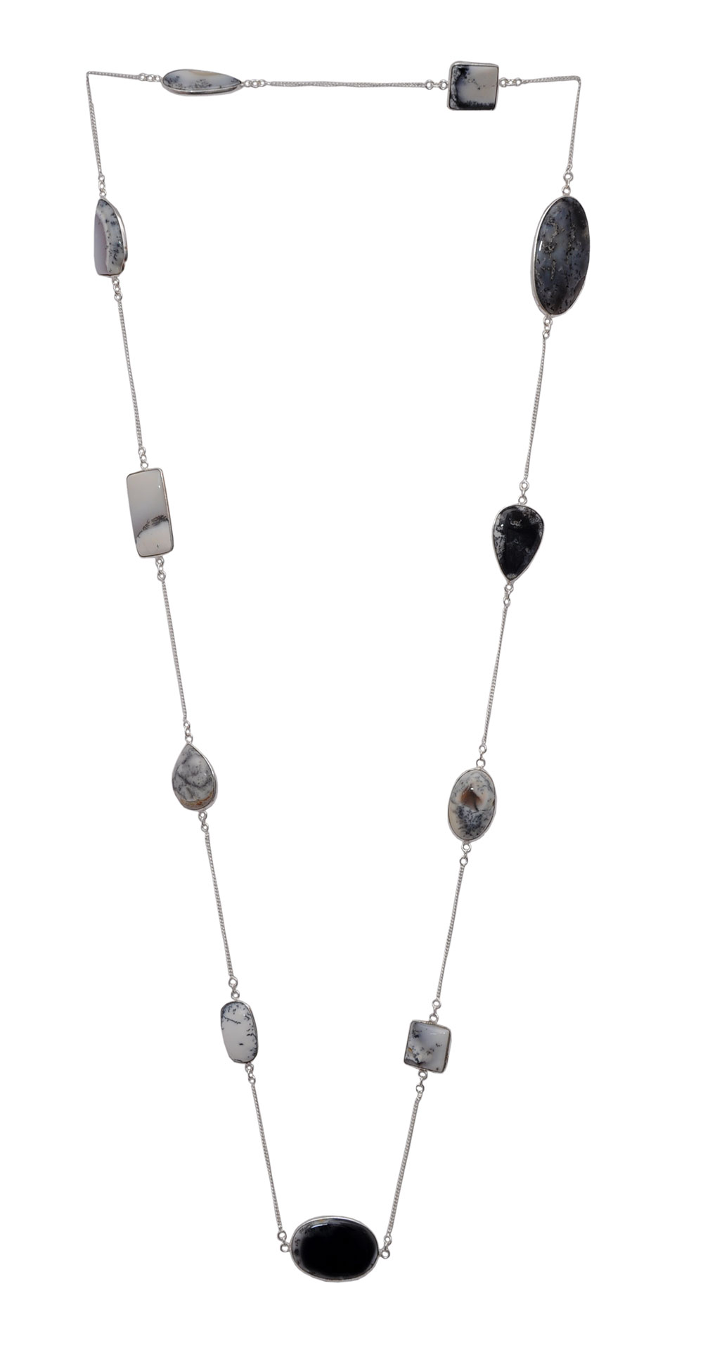 Dendritic Agate gemstone Chain In .925 Sterling Silver Overlay