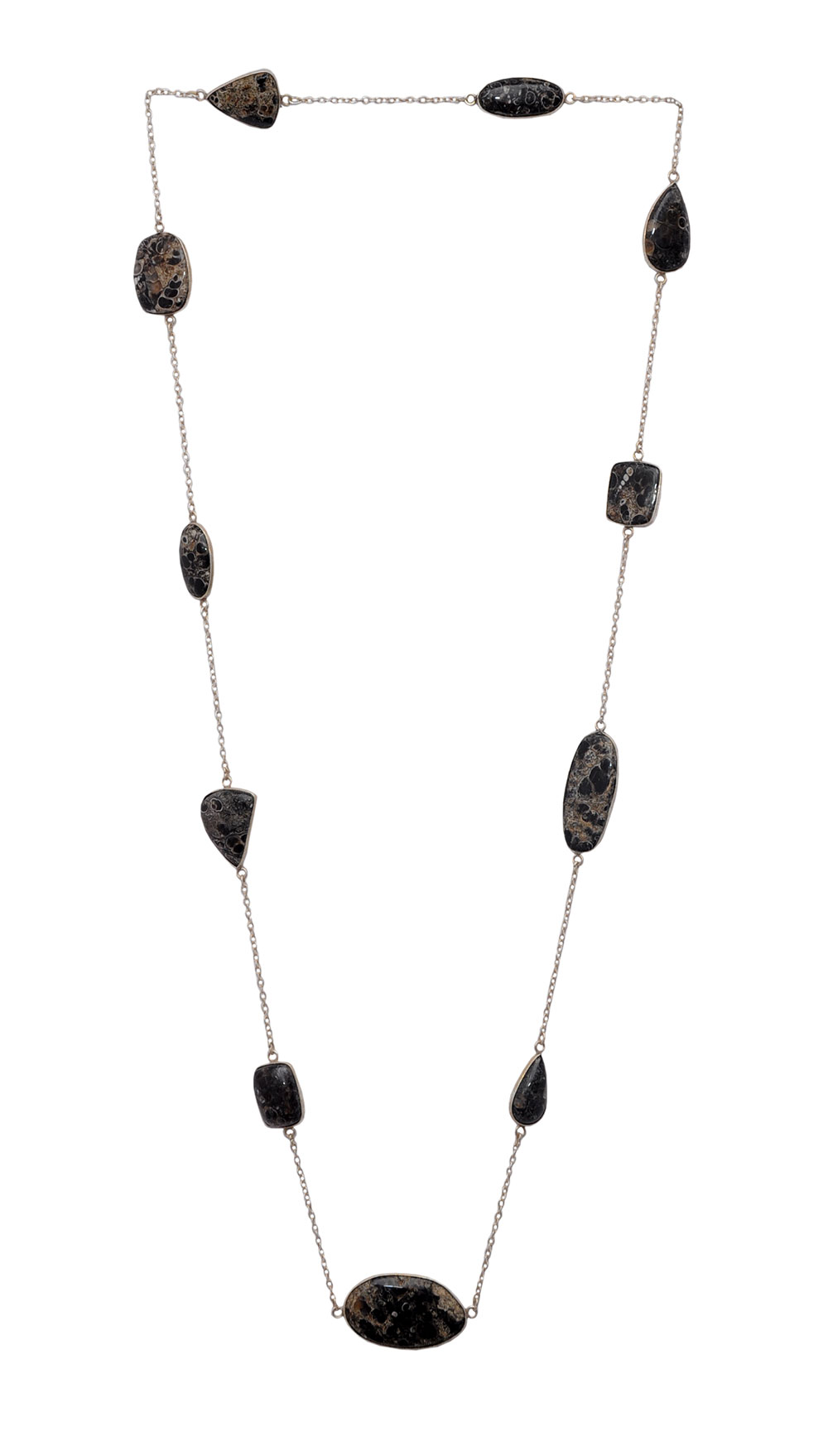 Turritella Jasper gemstone Chain in .925 sterling silver overlay