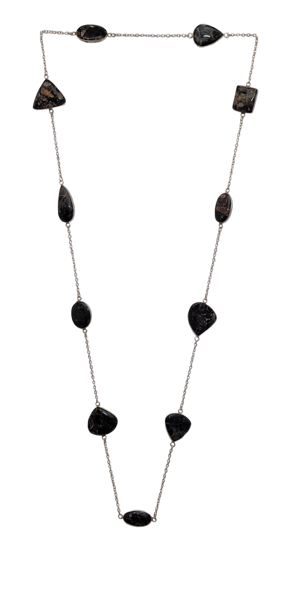 Turritella Jasper gemstone Chain in .925 sterling silver overlay