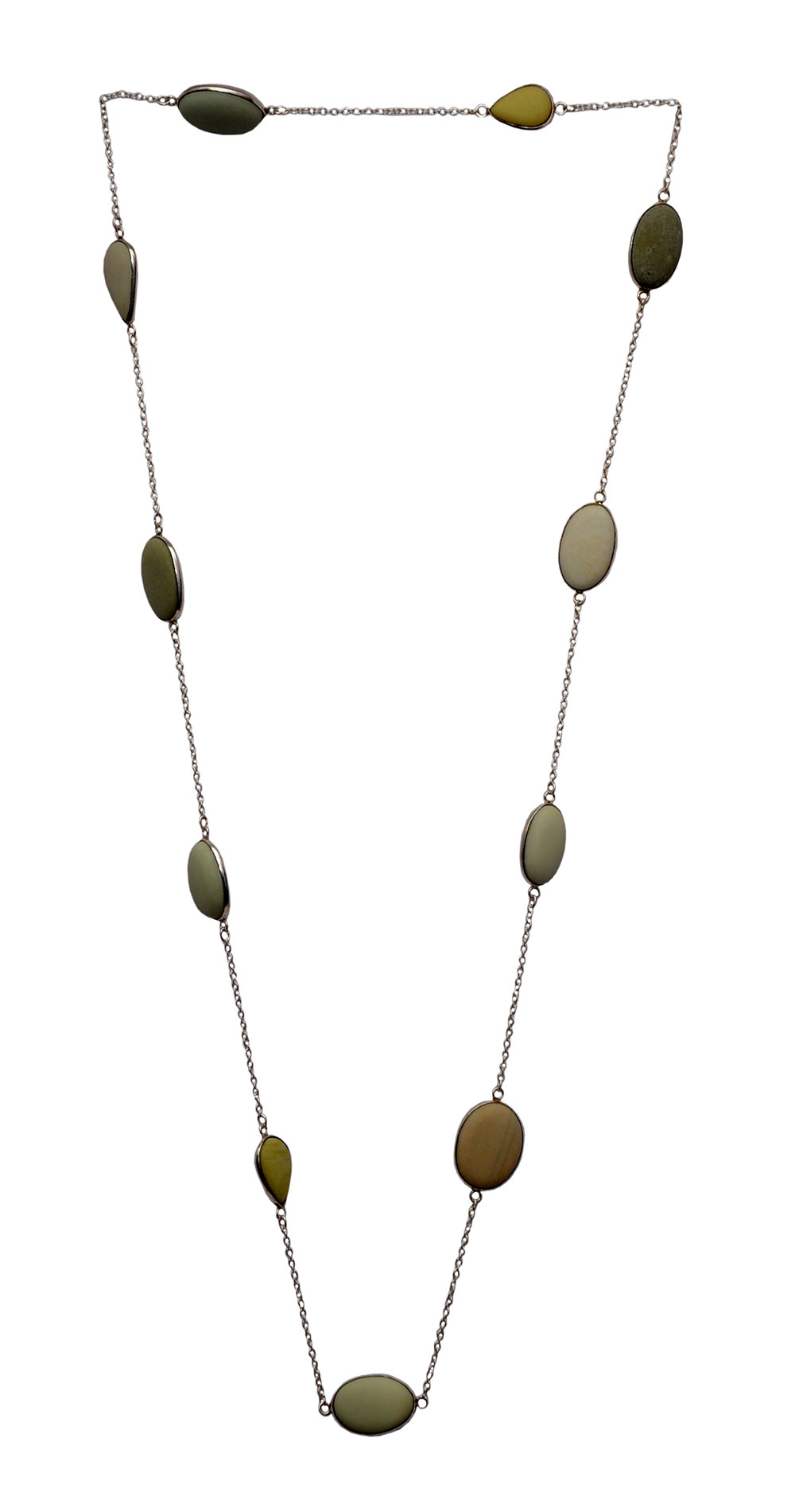 Gaspeite Gemstone Chain In .925 Sterling Silver Overlay