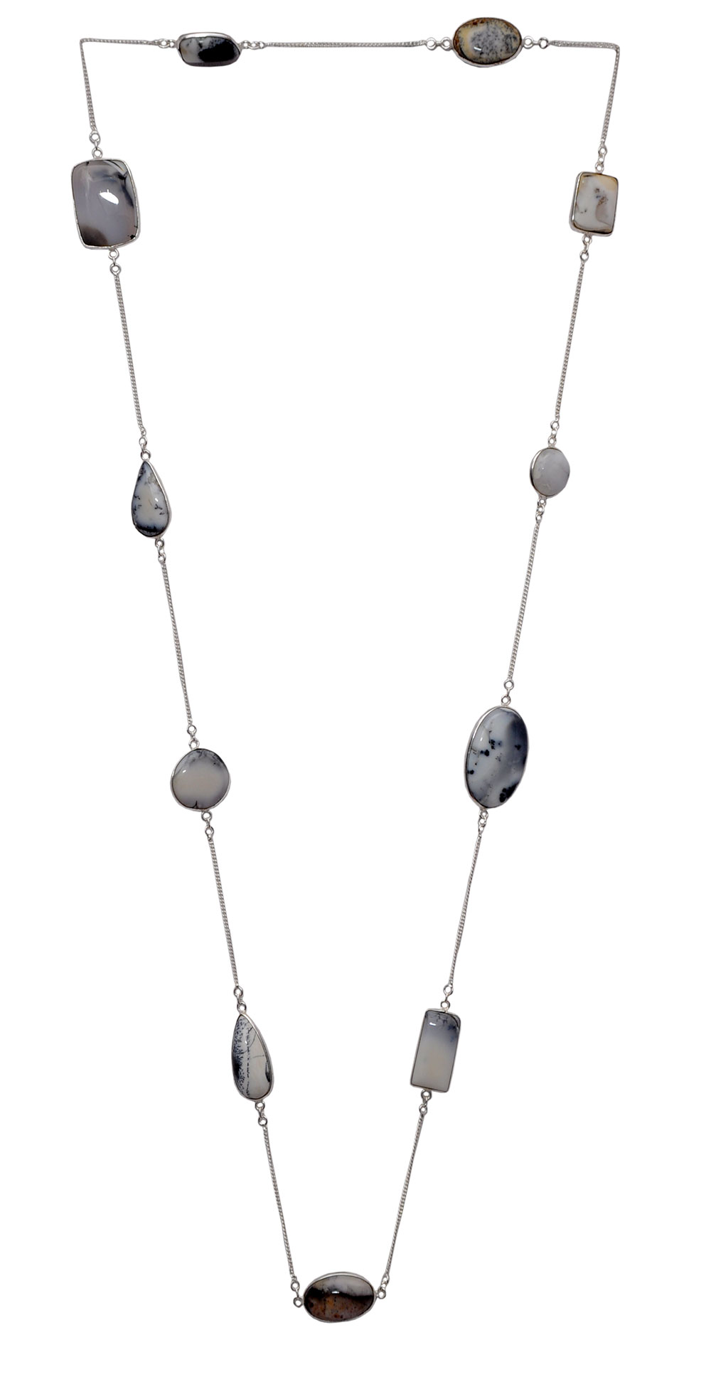 Dendritic Agate gemstone Chain In .925 Sterling Silver Overlay