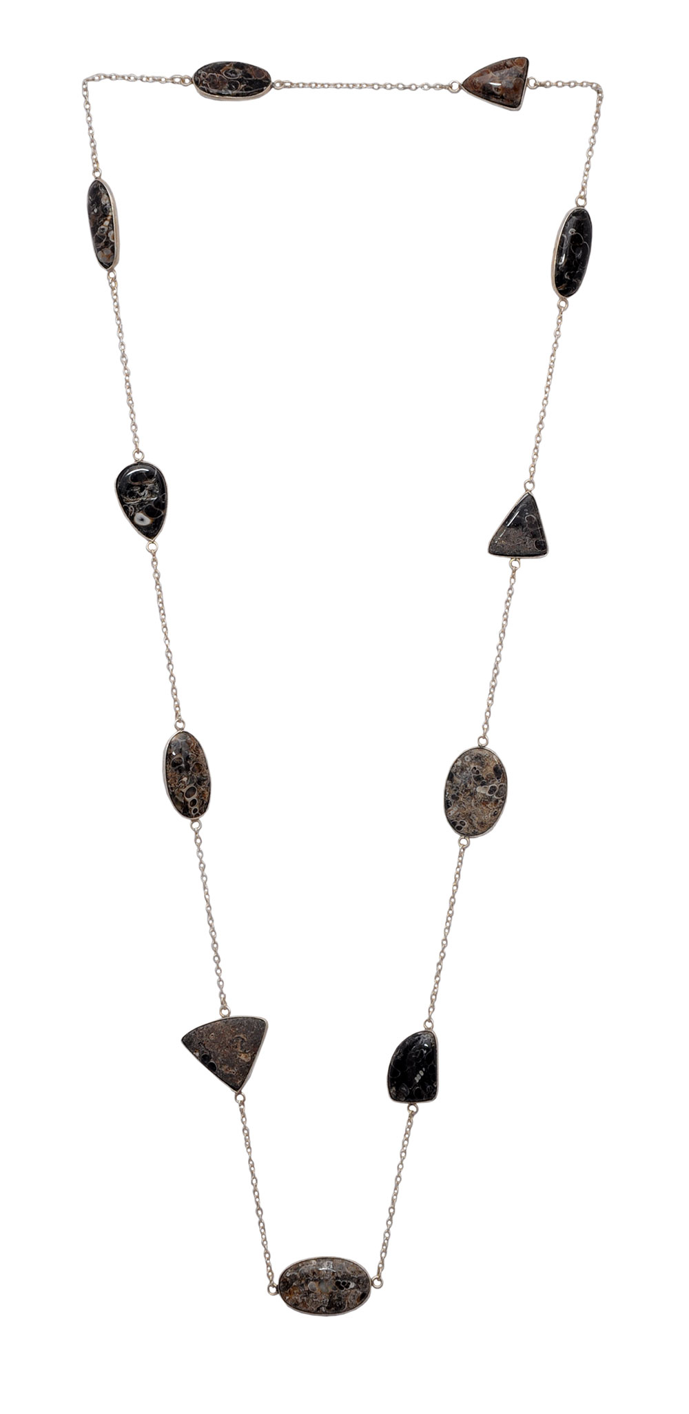 Turritella Jasper gemstone Chain in .925 sterling silver overlay