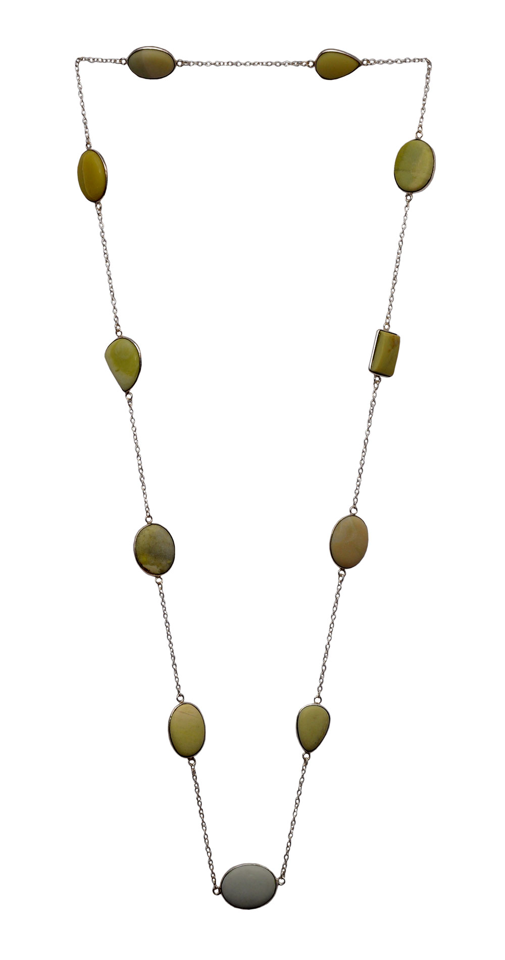 Gaspeite Gemstone Chain In .925 Sterling Silver Overlay