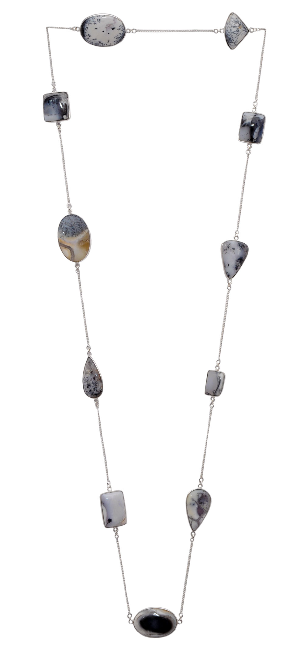 Dendritic Agate gemstone Chain In .925 Sterling Silver Overlay