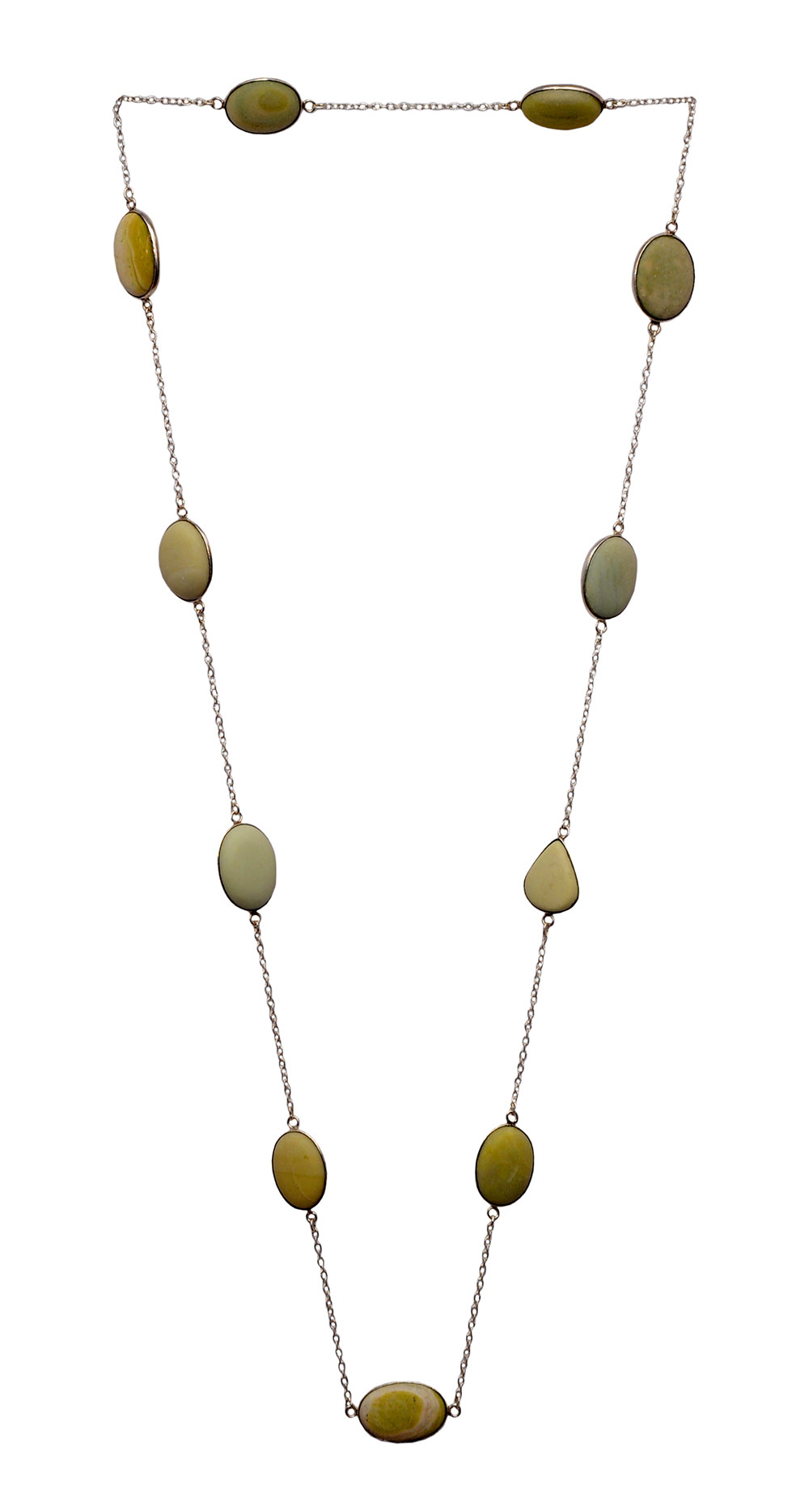 Gaspeite Gemstone Chain In .925 Sterling Silver Overlay