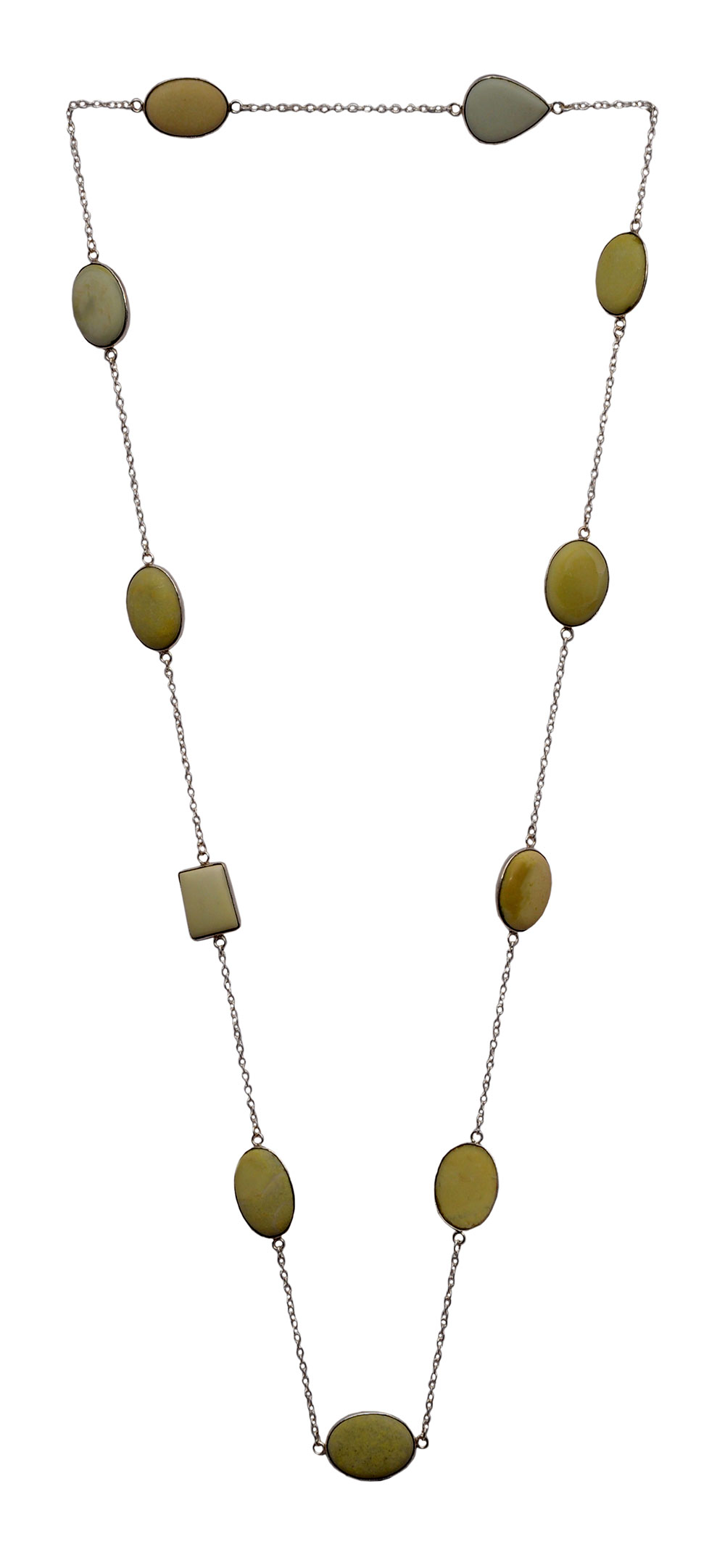 Gaspeite Gemstone Chain In .925 Sterling Silver Overlay