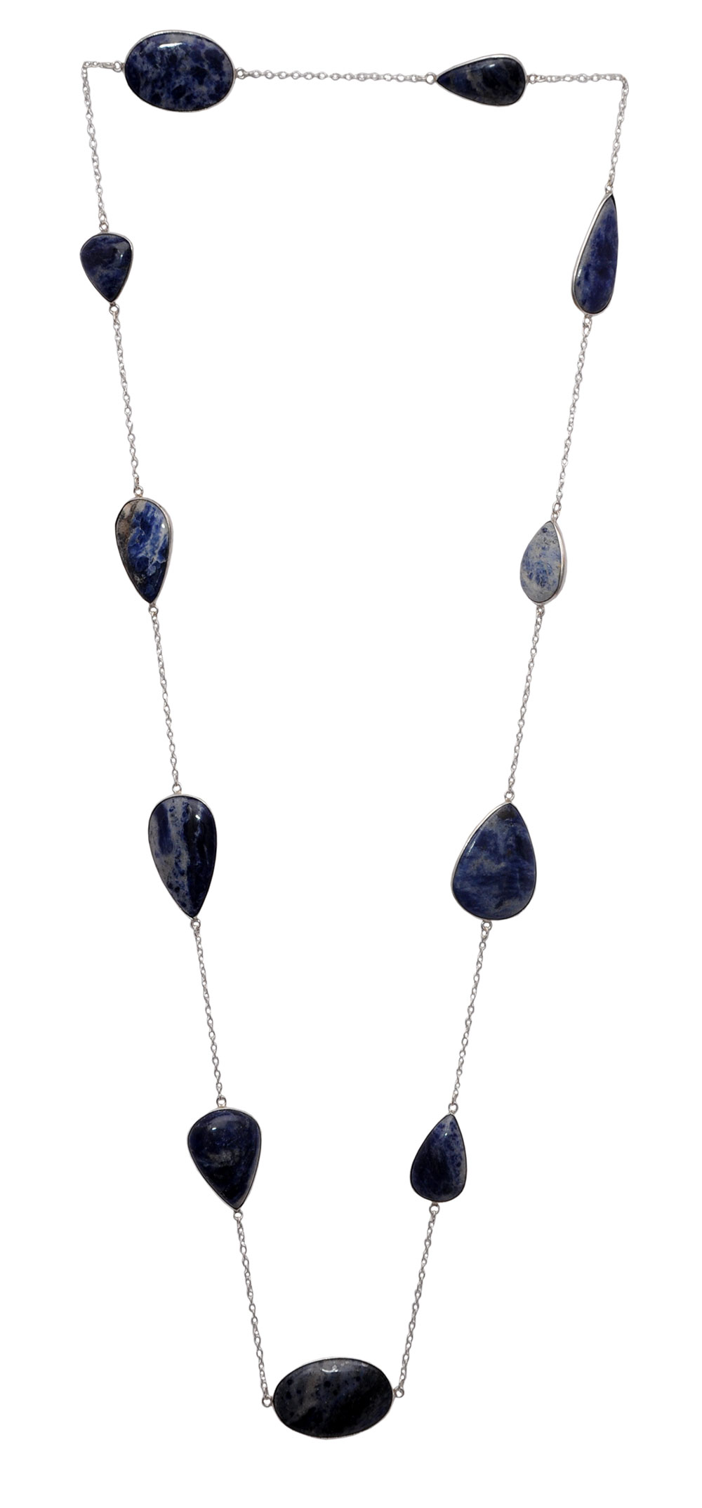 Dumortierite Gemstone Chain In .925 Sterling Silver Overlay