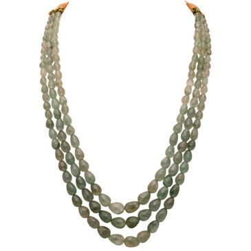 3 Rows Natural Russian Emerald Tear Drop Shape Genuine Gemstone Necklace