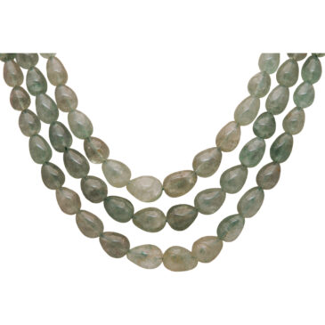 3 Rows Natural Russian Emerald Tear Drop Shape Genuine Gemstone Necklace