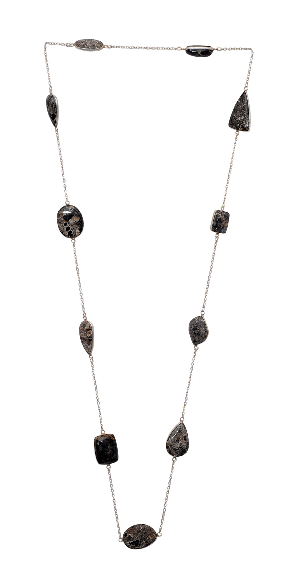 Turritella Jasper gemstone Chain in .925 sterling silver overlay