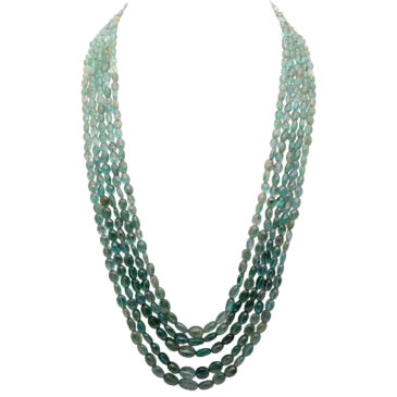 26″ Inches Long 5 Rows Natural Emerald Gemstone Beads necklace