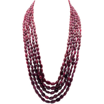 26″ Inches Long 5 Rows Ruby Gemstone Beads necklace