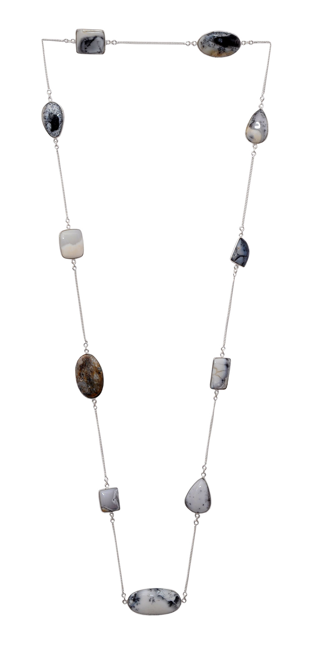 Dendritic Agate gemstone Chain In .925 Sterling Silver Overlay