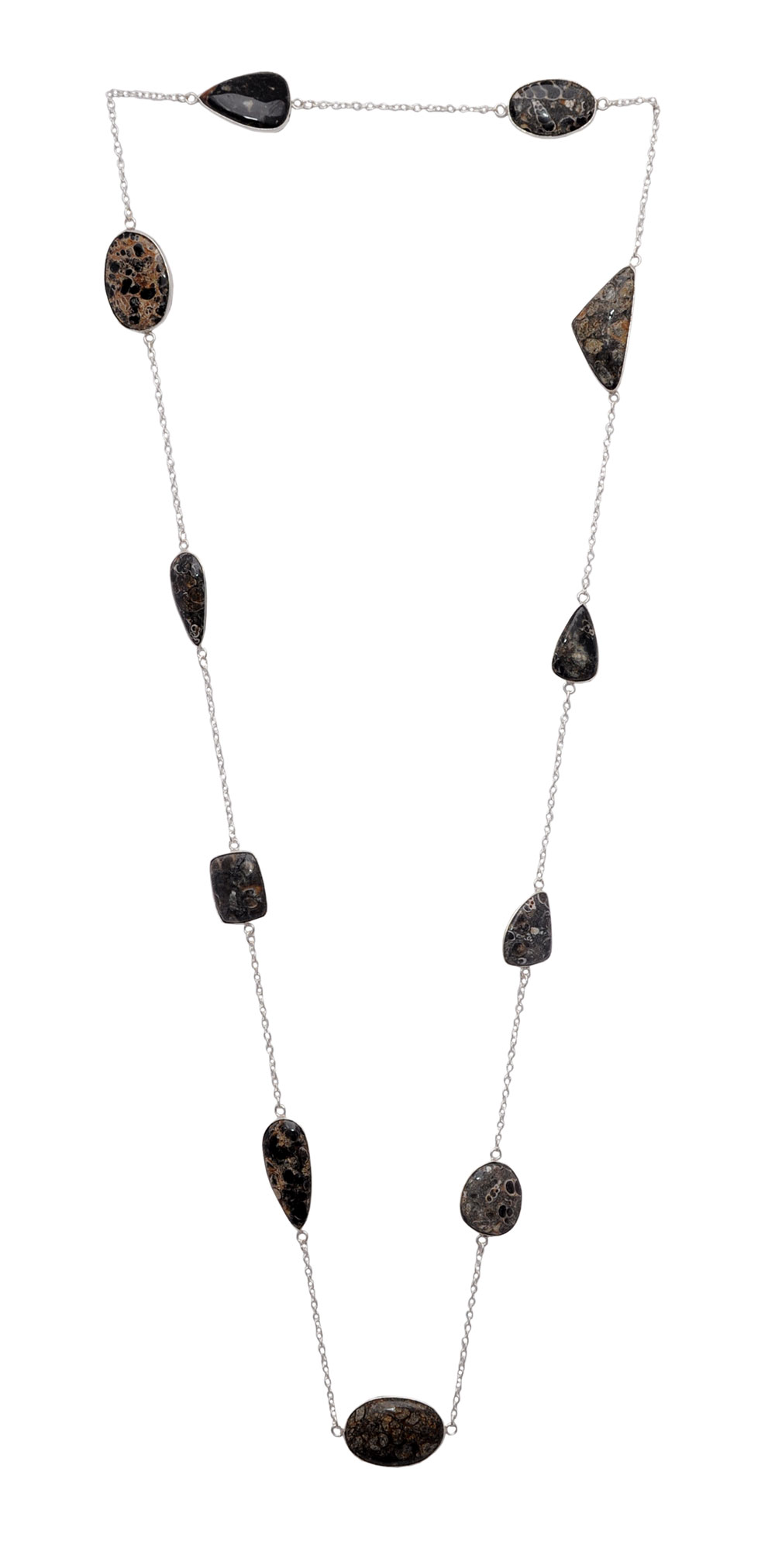 Turritella Jasper gemstone Chain in .925 sterling silver overlay