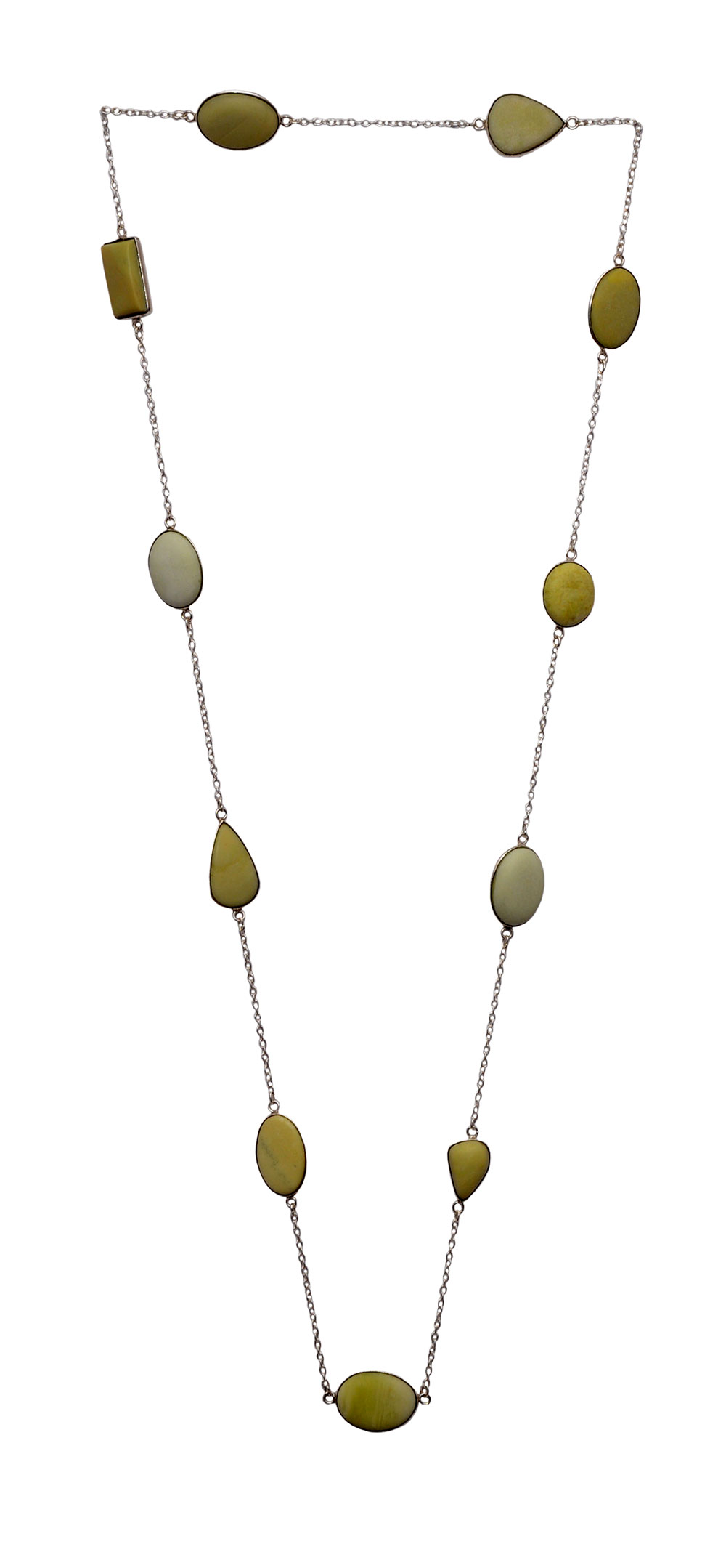 Gaspeite Gemstone Chain In .925 Sterling Silver Overlay