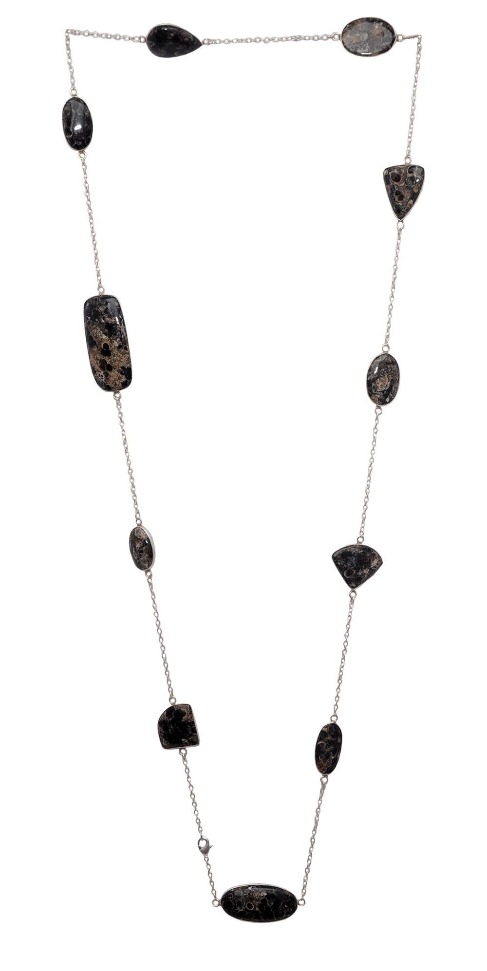 Turritella Jasper gemstone Chain in .925 sterling silver overlay