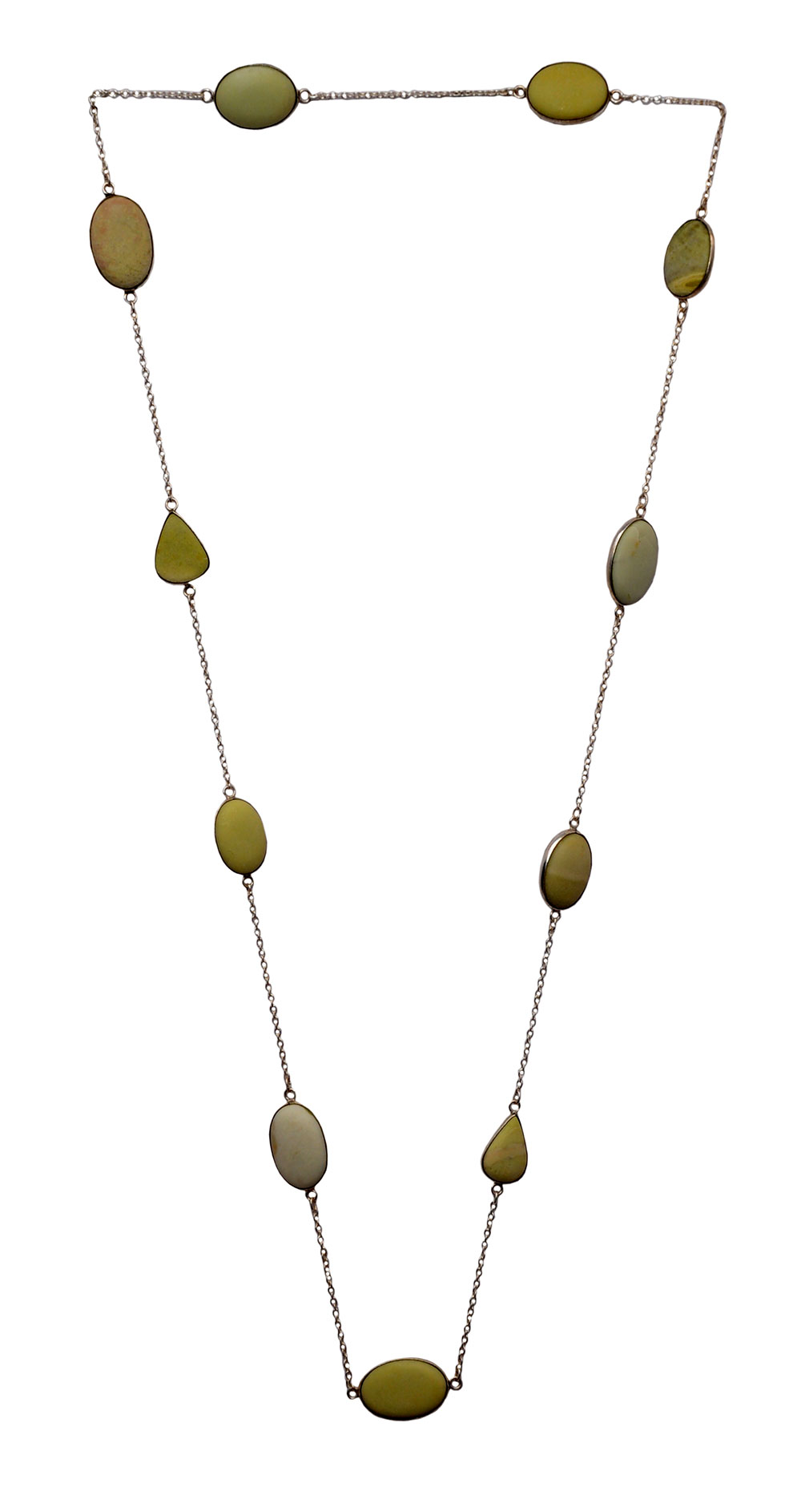 Gaspeite Gemstone Chain In .925 Sterling Silver Overlay