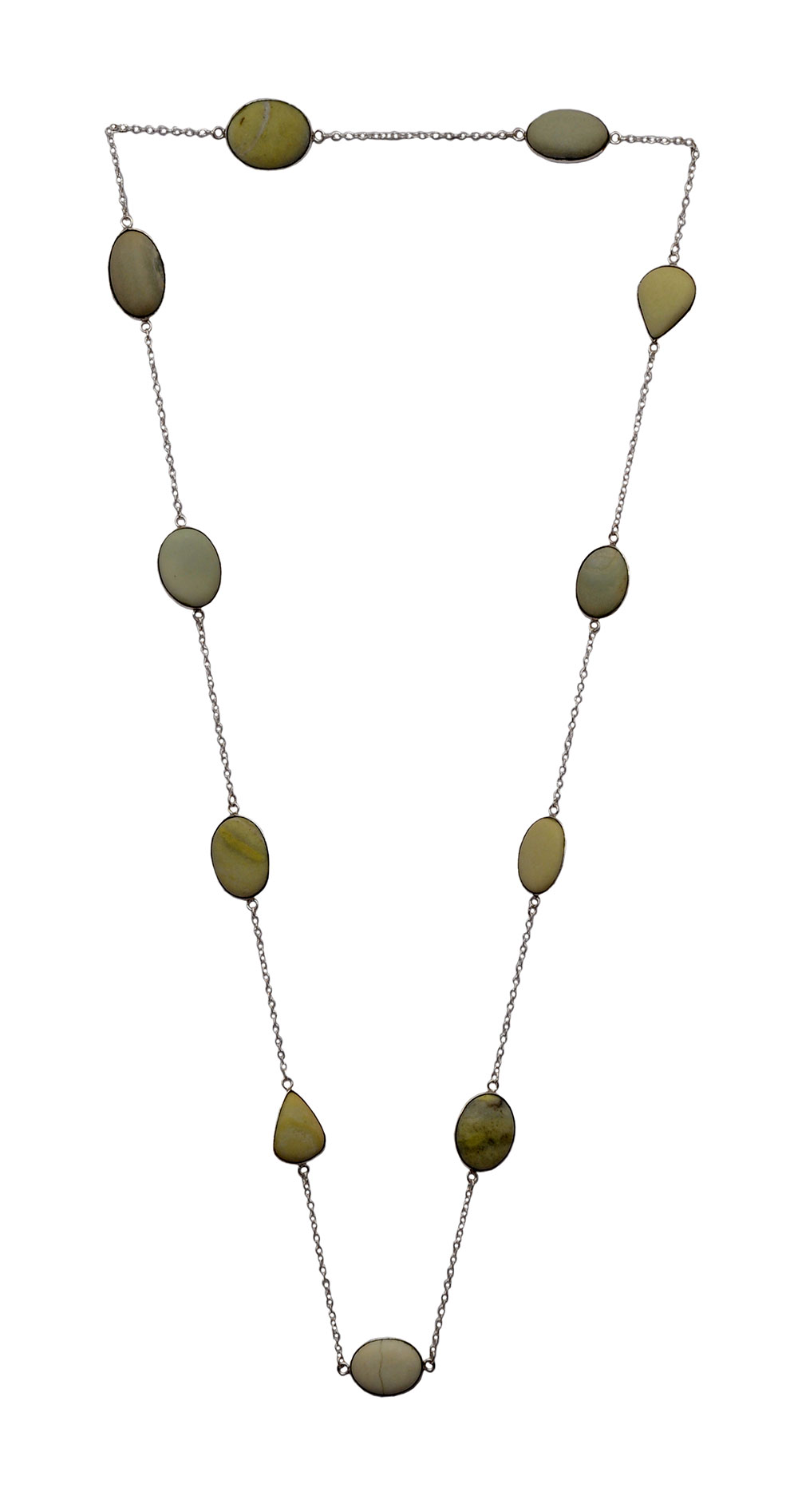 Gaspeite Gemstone Chain In .925 Sterling Silver Overlay