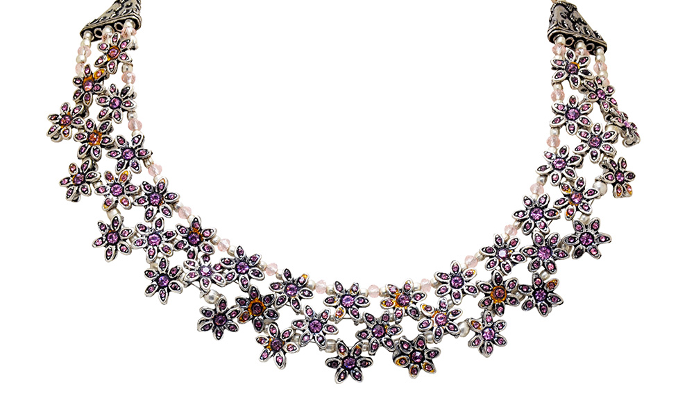 pink tourmaline flower shape necklace