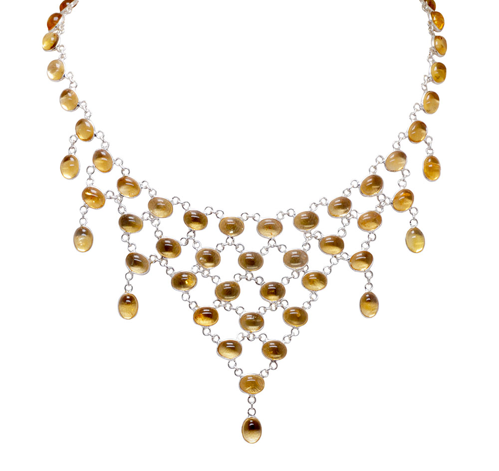 natural citrine gemstone studded necklace