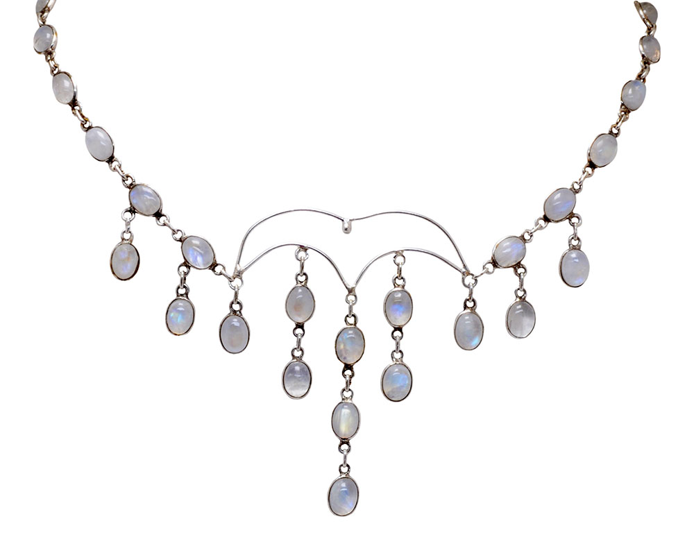 natural rainbow moonstone gemstone studded necklace