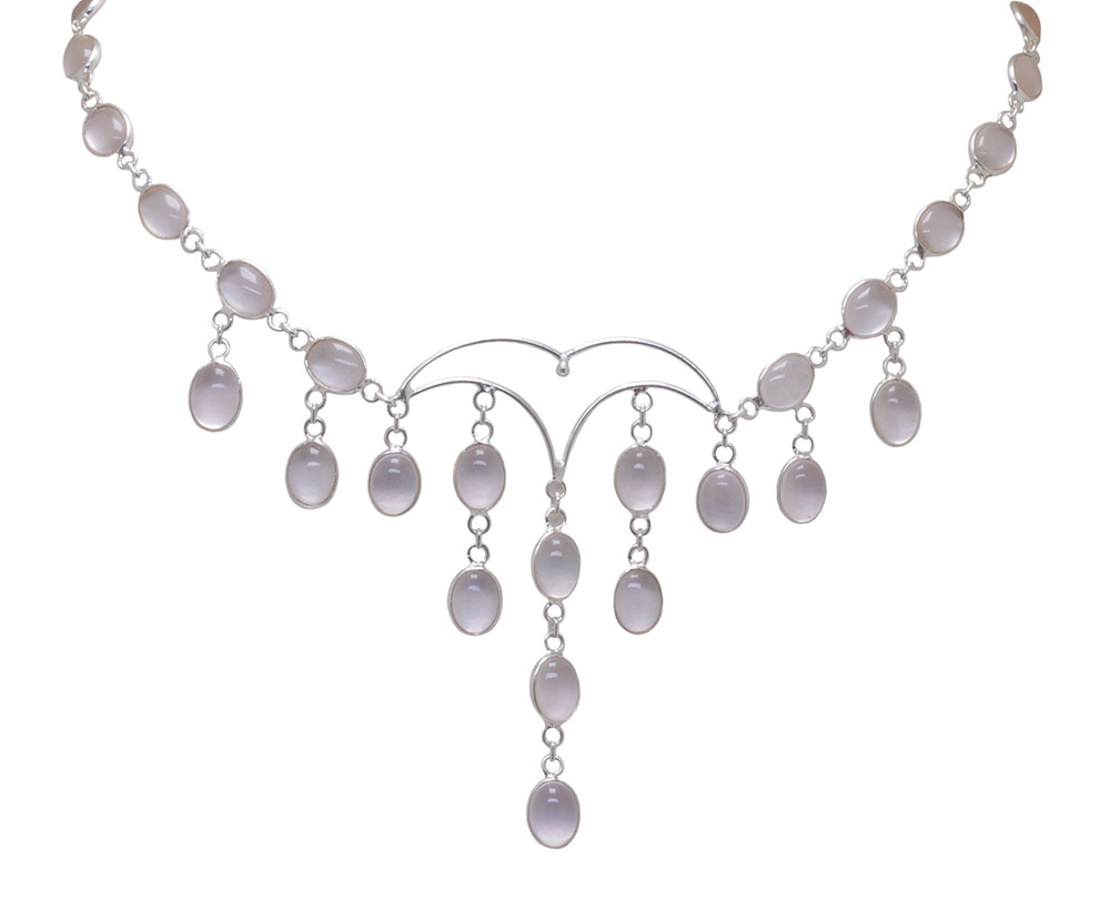 natural rose quartz gemstone bezel setting necklace