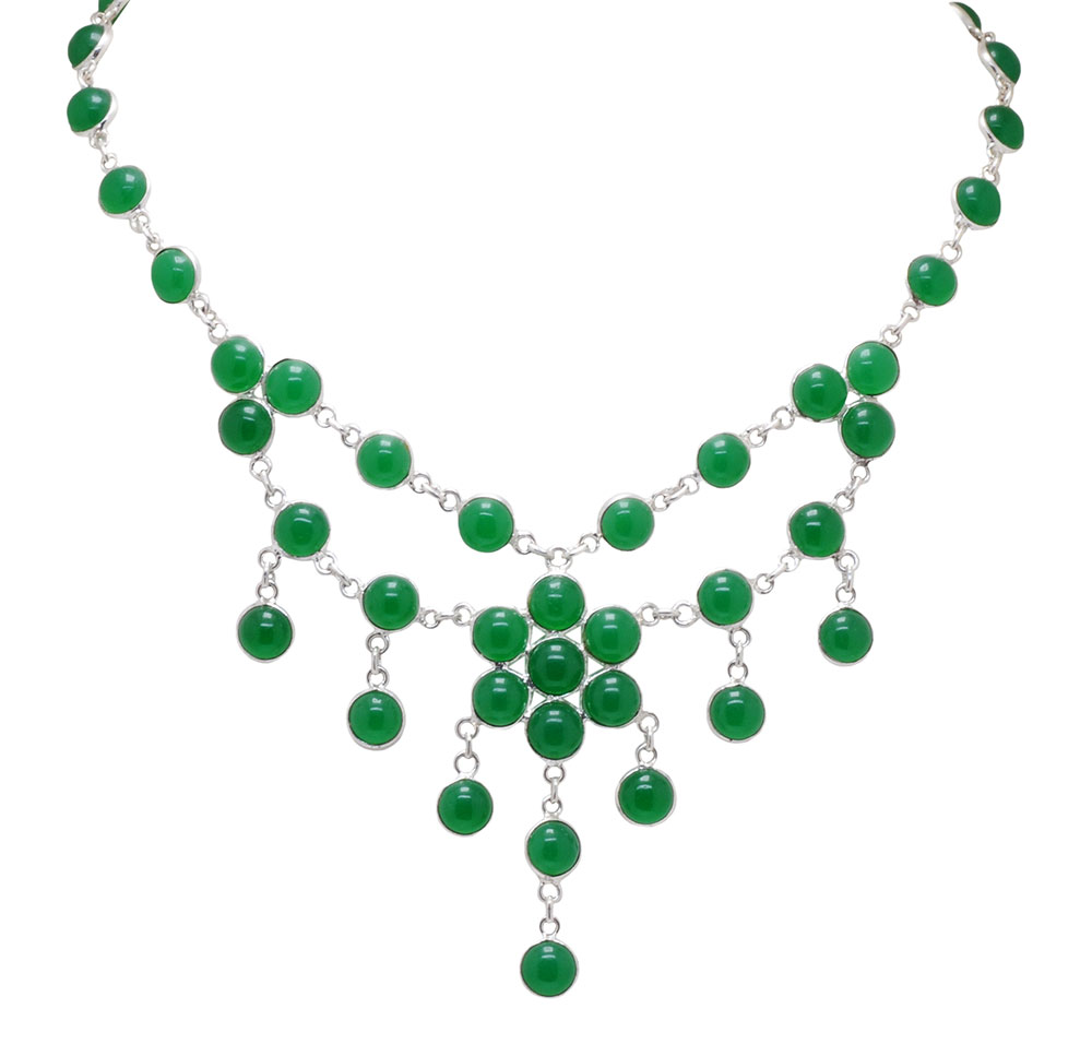 green onyx stone bezel setting necklace