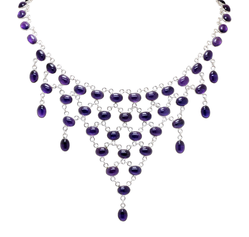 natural amethyst gemstone studded necklace